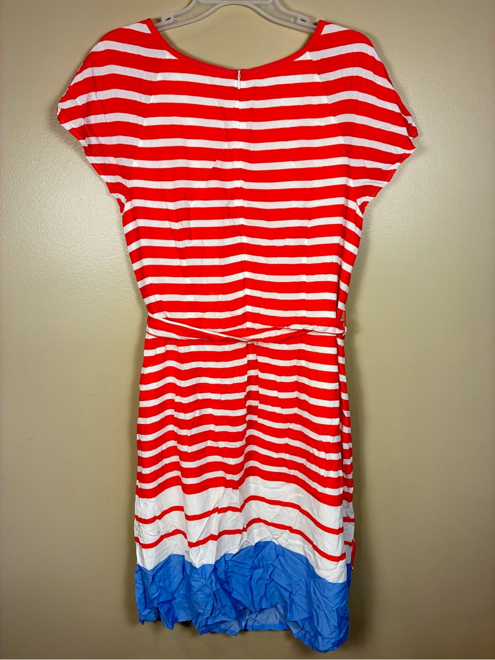 Boden Striped Belted Short Sleeve Knee Length Dress - Picture 13 of 14